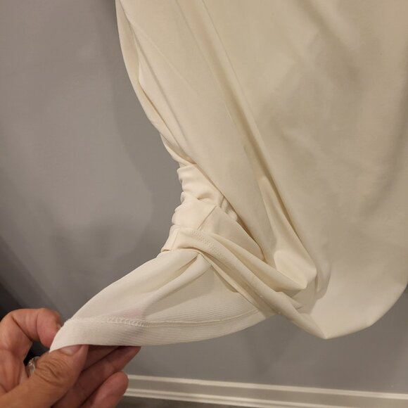 Jennifer Lopez Jersey Dress Size Medium Cream Colour Wedding Evening Sequins - Picture 8 of 8